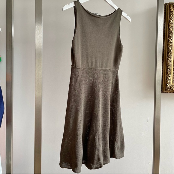 Sarah Pacini Dark Green Crochet Knit Sleeveless Dress - Picture 2 of 5